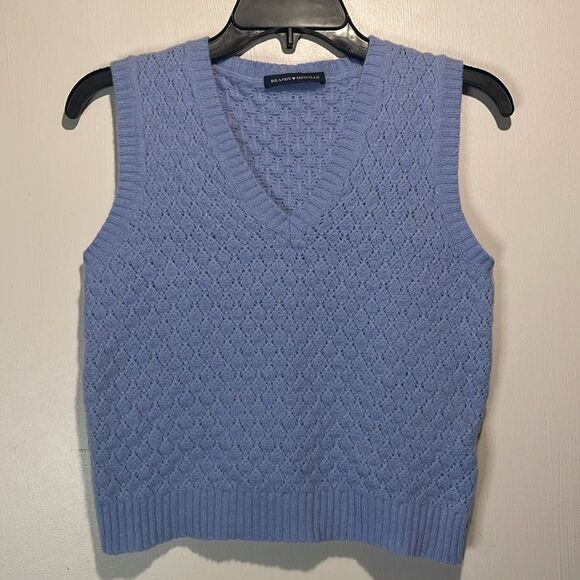 Brandy Melville- Made in Italy Wool Cropped Sweater Vest Pastel Purple Blue- S - Picture 1 of 6